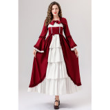 Retro Gothic Court Dress With A Square Neck Cinched Waist And A Bow Tie Medieval Evening Dress YM0820