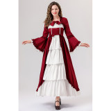 Retro Gothic Court Dress With A Square Neck Cinched Waist And A Bow Tie Medieval Evening Dress YM0820