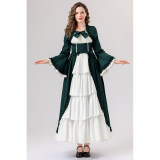 Retro Gothic Court Dress With A Square Neck Cinched Waist And A Bow Tie Medieval Evening Dress YM0820