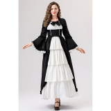Retro Gothic Court Dress With A Square Neck Cinched Waist And A Bow Tie Medieval Evening Dress YM0820