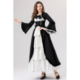 Retro Gothic Court Dress With A Square Neck Cinched Waist And A Bow Tie Medieval Evening Dress YM0820