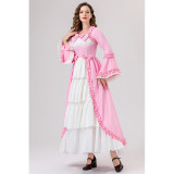 Retro Gothic Court Dress With A Square Neck Cinched Waist And A Bow Tie Medieval Evening Dress YM0820