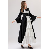 Retro Gothic Court Dress With A Square Neck Cinched Waist And A Bow Tie Medieval Evening Dress YM0820