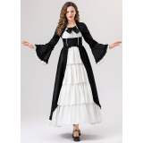 Retro Gothic Court Dress With A Square Neck Cinched Waist And A Bow Tie Medieval Evening Dress YM0820