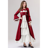 Retro Gothic Court Dress With A Square Neck Cinched Waist And A Bow Tie Medieval Evening Dress YM0820