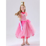 Children's Pink Princess Dress Mario Luigi Pink Princess Dress Pink Princess Dress For Girls YM8775