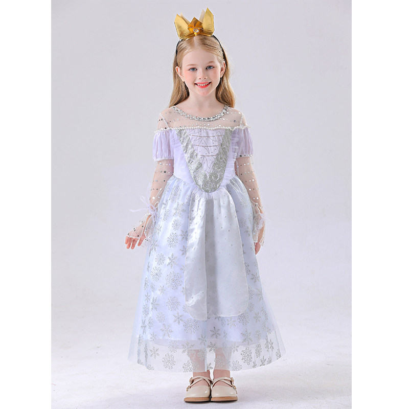 Children's Princess Alice White Queen Dress High-end Cosplay Princess Dress Costume YM8776