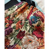 Street Vintage Flower Monet Oil Painting Fishbone Cropped Vest Tight Bodycon Shaping Dress Corset LM043