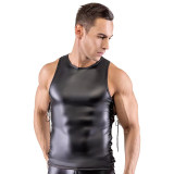 Erotic Underwear Men's Patent Leather Suit Sexy Black Strappy Vest Shorts Bar Performance N818