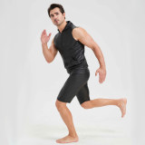 Sexy Shiny Men's Suit Vest Jackets Sporty and Casual Men's Leather Hooded Vests N837