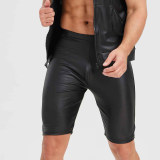 Men's Sexy Charming Matte Leather Vest Shiny Leather Sleeveless T-shirt Tight Fitting Costume N836