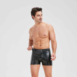 Sexy Men Vest Nightclub Stage Costume Men's Sexy Lingerie Black Patent Leather Vest and Shorts N843