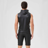 Sexy Shiny Men's Suit Vest Jackets Sporty and Casual Men's Leather Hooded Vests N837