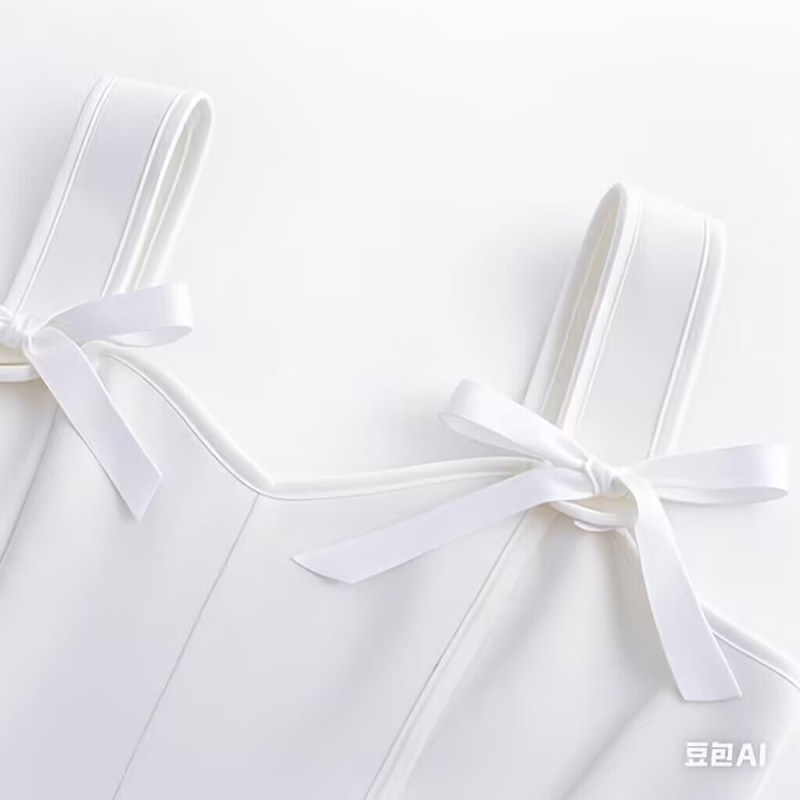 Slimming Fishbone Halter Top Bustier with Bow Ties Square Neck Beautiful Corset White Top AM22053A