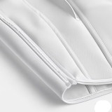 Slimming Fishbone Halter Top Bustier with Bow Ties Square Neck Beautiful Corset White Top AM22053A