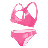 Sexy Revealing Sex Bras Briefs Suit Leather Two Piece PVC Latex Ammonia PU Bras Suit XX6510
