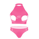 Women Leather Briefs High Gloss PVC Suit Latex Ammonia PU Sexy Bra Revealing Sex Bra Briefs XX6509