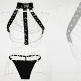  Adult sex lingerie metal chain necklaces breast revealing corsets women's uniforms seductive restraint sets BST58004