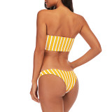 Striped sexy girl three-point lace-up Bikini bikini three-piece set skirt style swimming suit for women FF61