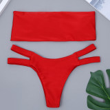 Sexy solid-color two-piece swimsuit with perforated sexy bikini swimsuit ZH05
