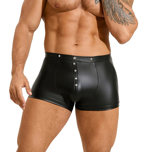  Men's  Sexy Briefs, Leather-like Shorts Nightclub DS Performance Underwear Briefs N848