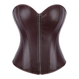 Women Faux Leather Corset Top Sexy Gothic Grass green Zipper Korset Bustier Vintage Burlesque Lingerie Party Club Corselet  TG906