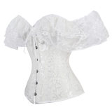 Bustier Top Plus Size Vintage Jacquard Floral Lace Sleeves Chest Binder Corselet Overbust Women Lingerie QF902