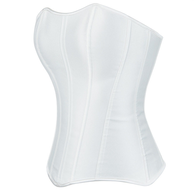 Women Overbust Corsets Tops Lace Up Sleeveless Gothic Steampunk Bustiers Body Shaper Lingerie Ladies Long Torso White Clothes QF914