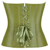 Women Faux Leather Corset Top Sexy Gothic Grass green Zipper Korset Bustier Vintage Burlesque Lingerie Party Club Corselet  TG906