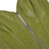 Women Faux Leather Corset Top Sexy Gothic Grass green Zipper Korset Bustier Vintage Burlesque Lingerie Party Club Corselet  TG906