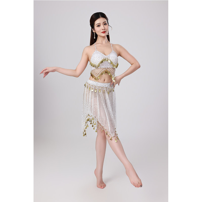 Sequined Halter Top Belly Dance Costume Halter Chest Wrap Tassel Dance Costume Cosplay W21