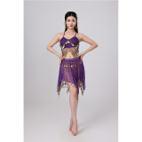 Sequined Halter Top Belly Dance Costume Halter Chest Wrap Tassel Dance Costume Cosplay W21