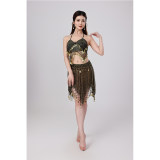 Sequined Halter Top Belly Dance Costume Halter Chest Wrap Tassel Dance Costume Cosplay W21