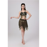 Sequined Halter Top Belly Dance Costume Halter Chest Wrap Tassel Dance Costume Cosplay W21