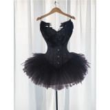 Swan Half Length Corset Puffy Skirt Lace Jacquard Slimming Corset For Performance Suit 2526