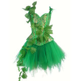 Sexy Green Jacquard Corset and TUTU Chiffon Dress Halloween and Easter Green Elf Corset Suit  2382