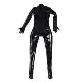 Wet Look PVC Catsuit Shiny PU Leather Bodystocking Zipper Open Crotch Bodysuit Tights Jumpsuit Clubwear Leotard XX6852