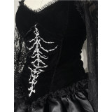 Sexy Punk-style Short Lace Shawl Cosplay Halloween Gothic Style Top And Skirt Adult Women's Nun Plush Strapless Uniform Set DL2081