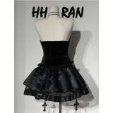 Sexy Punk-style Short Lace Shawl Cosplay Halloween Gothic Style Top And Skirt Adult Women's Nun Plush Strapless Uniform Set DL2081