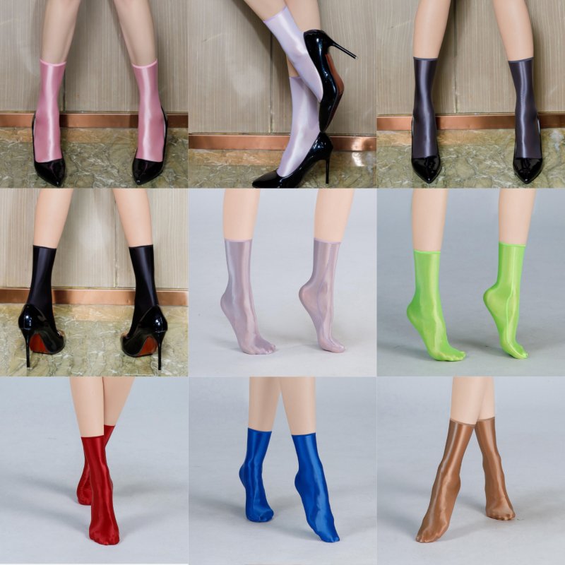 Satin Shiny Oil Glossy Short Socks Sexy High Elastic Adult Mini Socks Cute Clothing Outfits Many Colors XX9116