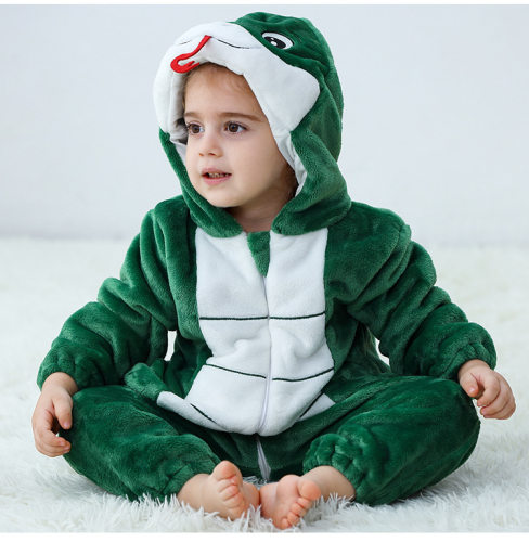Kids Jumpsuit Cute Cartoon Animal Shaped Outfits Children Winter Thicked Outfits Warm Flannel One-piece Pajamas XB12