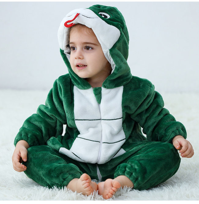Kids Jumpsuit Cute Cartoon Animal Shaped Outfits Children Winter Thicked Outfits Warm Flannel One-piece Pajamas XB12