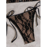 2026 New bikini Lace fabric beaded tie backless sexy two-piece bikini swimsuit FF1270BK