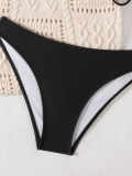 Sexy Black Portrait Print Swimwear String Halter Triangle Bikini Set Swimsuit Bathing Suit Bikinis CC602BK