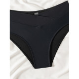 Sexy Metal Buckle One Shoulder Bikini Set Push up Cross High Waist Swimsuit Summer Bathing Suit Two Piece Swimwear CC600BK