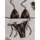 2026 New bikini Lace fabric beaded tie backless sexy two-piece bikini swimsuit FF1270BK