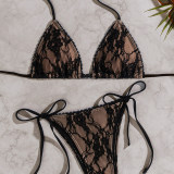 2026 New bikini Lace fabric beaded tie backless sexy two-piece bikini swimsuit FF1270BK