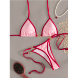 Sexy Pink Triangle Micro Bikini Thong Set Swimsuit Women 2026 Heart Metal Ring String Halter Swimwear Bathing Suit Bikinis FF1287PI