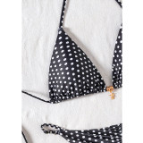Dot Print Bikini Set Retro High Waisted Swimsuit Women Adjustable String Tie Two Piece Bathing Suit for Beach JY1051