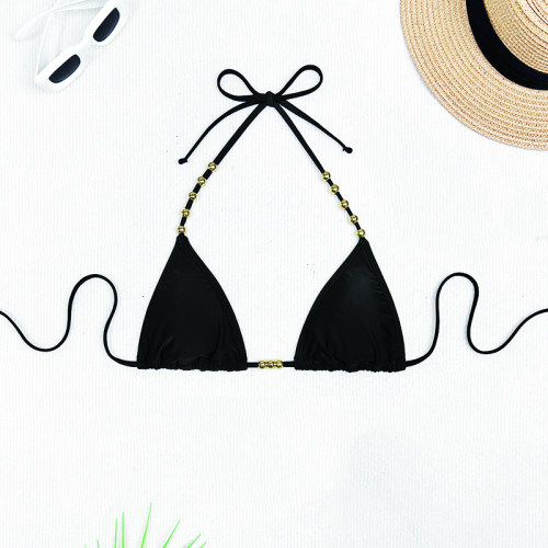 Bead Tie Sexy Split Bikini Set Women Halter Strappy Swimsuit Women Swimwear Two-pieces Bathing Suit JY1059